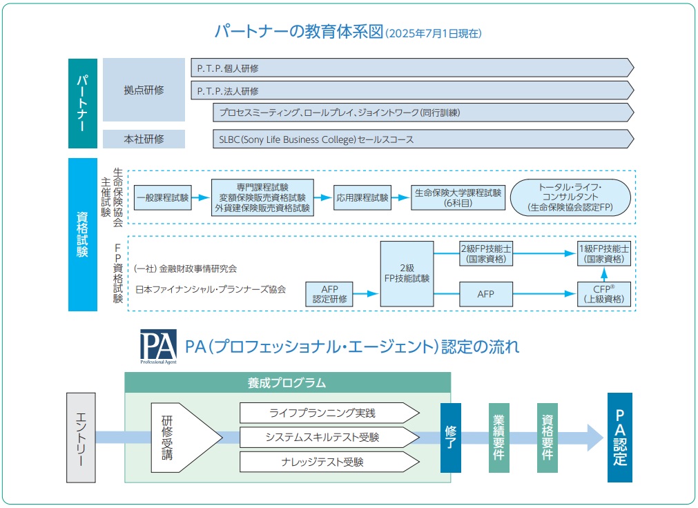 パートナーの教育体系図とプロフェッショナル・エージェント認定の流れ